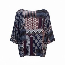Pure Jill J. Jill Blouse Large Organic Cotton Patchwork Lagenlook Relax Fit picture