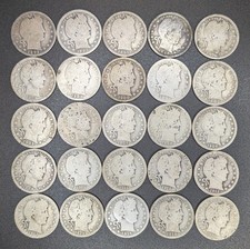 Twenty-Five (25) Different U.S. 25C Barber Silver Quarters from 1892 to 1916 picture