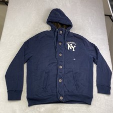 Aeropostale Y2K Faux Fur Lined Zip Hoodie Jacket Navy Blue Men's Size XXL picture