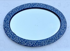 VINTAGE SEVEN SEAS BATH FASHIONS OVAL VANITY DRESSER MIRROR TRAY FLORAL DESIGN picture