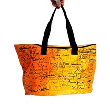 Authentic Vintage  Cannes Film Festival orange tote with printed signatures picture
