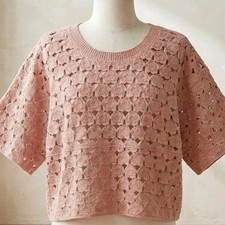 Bobeau Boho Rose Patchwork Crochet Open Knit Crop Top-S Medium picture