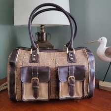 Etienne Aigner Vintage Herringbone Wool Leather Equestrian Satchel Bag picture