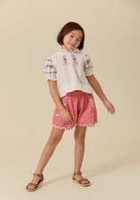 NWOT LALI Kids girls embroidered Paper bag Shorts sz 6 picture