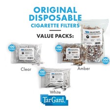 TarGard Original Disposable Cigarette Filters - 100 Piece Bulk Bag - 3 Colors picture