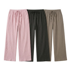3 Pack Women Drawstring Wide-Leg Pants Loose Solid Color Casual Trousers picture