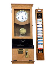 International Time Recording Clock w/Time Card Rack - Clock in working Condition picture