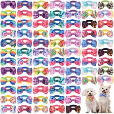 Wesiti 80 Pcs Dog Bow Ties for Small Dogs Assorted Pet Collar Bows picture