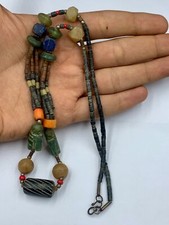 Antique natural stone necklace jewellery natural serpentine rare unique picture