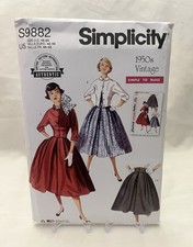 Simplicity S9882 Peter Pan Flat Collar Jacket Full Skirt Sewing Pattern 16-24 picture