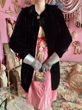 Antique 1910s/20s Black Velvet Opera Coat, Size M-L picture