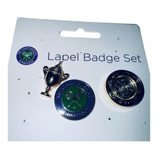 New WIMBLEDON PINS TENNIS CHAMPIONSHIPS  BADGES X3 INC MENS LADIES TROPHY  picture