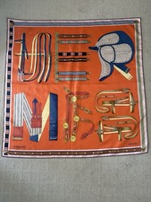 Hermès Lettres Équestres Orange Silk Twill Logo Scarf 90cm Square picture