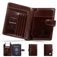 LORZOR Passport Holder for Travel: Full Grain 5.5 x 3.9 x 0.4 inches, Brown picture