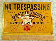 Antique PRAIRIE FARMER NO TRESPASSING SIGN picture
