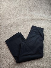 COS Chino Pants Womens 12 Black Wide Leg 100% Cotton Pleated Pockets Relaxed Fit picture