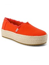 TOMS Valencia Fringed Canvas Platform Espadrille Slip On Flats Size 9.5 EU 41 picture