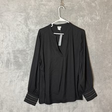 NWT Chico's Chain Cuff Blouse 3 Black Textured Crepe Long Sleeve Size 16/18 Top picture