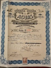 Mexico 1906 Compania AGUAS San Luis Potosi Uncancelled Bond Coupons Loan Stock picture