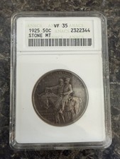 1925 Stone Mountain Memorial Half Dollar 50C ANACS VF35 Silver Commemorative picture