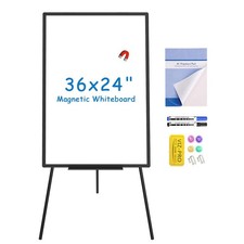 VIZ-PRO Magnetic Whiteboard Easel Black, 36 x 24 Inches,  Height Adjustable picture