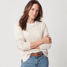 NWT J.Crew Factory Size L Crewneck Beach Sweater Beige Pullover Knit Light Khaki picture