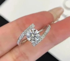 Gorgeous 2Ct Round Cut Simulated Diamond Wedding Ring In 14k White Gold Plated picture