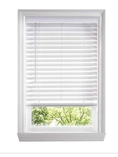 White Cordless Faux Wood Blinds for Windows with 2 in picture