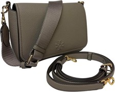 Authentic Tory Burch 144688 Thea Flap Grey Heron With Gold Hardware Women's picture