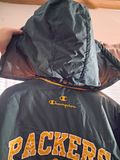 Vintage late 90's Early 2000's Champion Green Bay Packers Thick Winter Coat picture