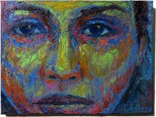 ORIGINAL FAUVE POP ART SIGNED OIL PAINTING ABSTRACT A PORTRAIT GIRL WOMAN FEMALE picture