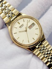 [N. MINT] 1994 Seiko Quartz 35mm Men's Wrist Watch 7n43 Day Date Japan Made  picture