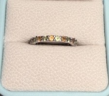 1.7 ctw Natural Peridot & Citrine Solid 14k White Gold Full Eternity Band Ring picture