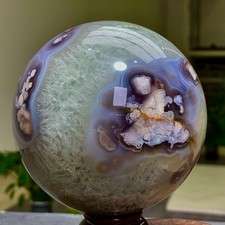 2.37LB Natural blue cherry blossom agate Sphere Crystal Ball Healing picture