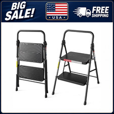 LevLad 2 Step Folding Step Stool 330 Lb Capacity Non Slip Kitchen Garage Outdoor picture