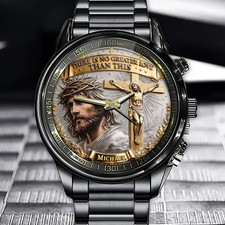 Personalized Christian Watch - Featuring A Jesus Cross Motif And Customizable picture