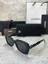 CHANEL SUNGLASSES BLACK FRAME 100% AUTHENTIC CLASSIC CH5422B CRYSTAL RECTANGULAR picture