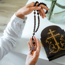 Large Luxury Rosary with JOHN Paul II CRUCIFIX | Baltic Amber & Sterling Silver picture