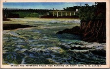 Vintage 1942 Reversing Falls Bridge Saint John NB Canada Postcard picture