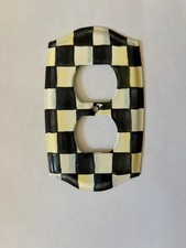 McKenzie Childs Double Outlet Cover, Classic Courtly Check, 5 1/4” x 3 1/4” picture