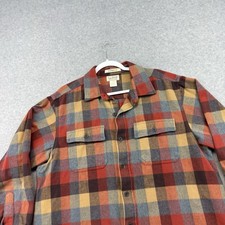 L.L. Bean Chamois Cloth Flannel Shirt Adult L Red Plaid Traditional Fit Autumn picture