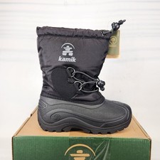 Kamik North Pole Winter Boots Kids Size 12 Black Waterproof Insulated Snow Boots picture