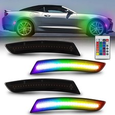 RGB For 16-24 Chevy Camaro LED Front Rear Side Marker Lights Smoked Multi Color picture