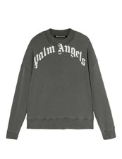 Palm Angels - Grey - Curved Logo Crewneck - Medium picture