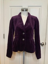 J. Crew Purple Velvet Shawl Collared Two-Button Closure Peplum Blazer, Size 4 picture