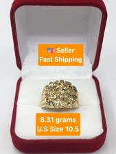 10K Solid Gold Nugget Men's  Ring - Size 10.5 weighs 8.31 grams- 100% Authentic picture