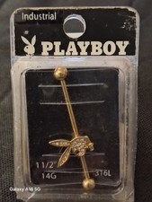 Authentic Vintage Y2K Playboy Bunny 14G Industrial Barbell  (New old Stock) picture
