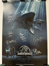 Jurassic World Signed Movie Poster 19.6x28.7 7 Autographs Chris Pratt COA picture