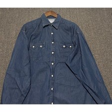 Rockmount Ranch Wear Men's Tru-West denim Snap Vintage Shirt Size L Made in USA picture