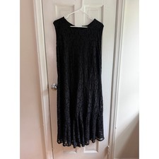 Nota Batida Italy Black Floral Lace Dress XL Sleeveless Midi picture
